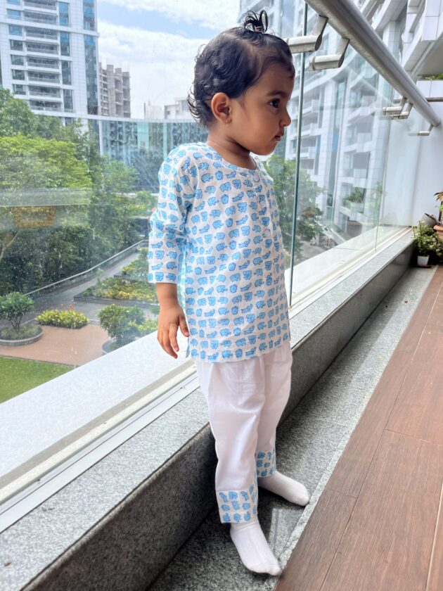 Blue Elephant Nightsuit Set