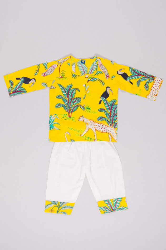 Jungle Safari Yellow Nightsuit Set