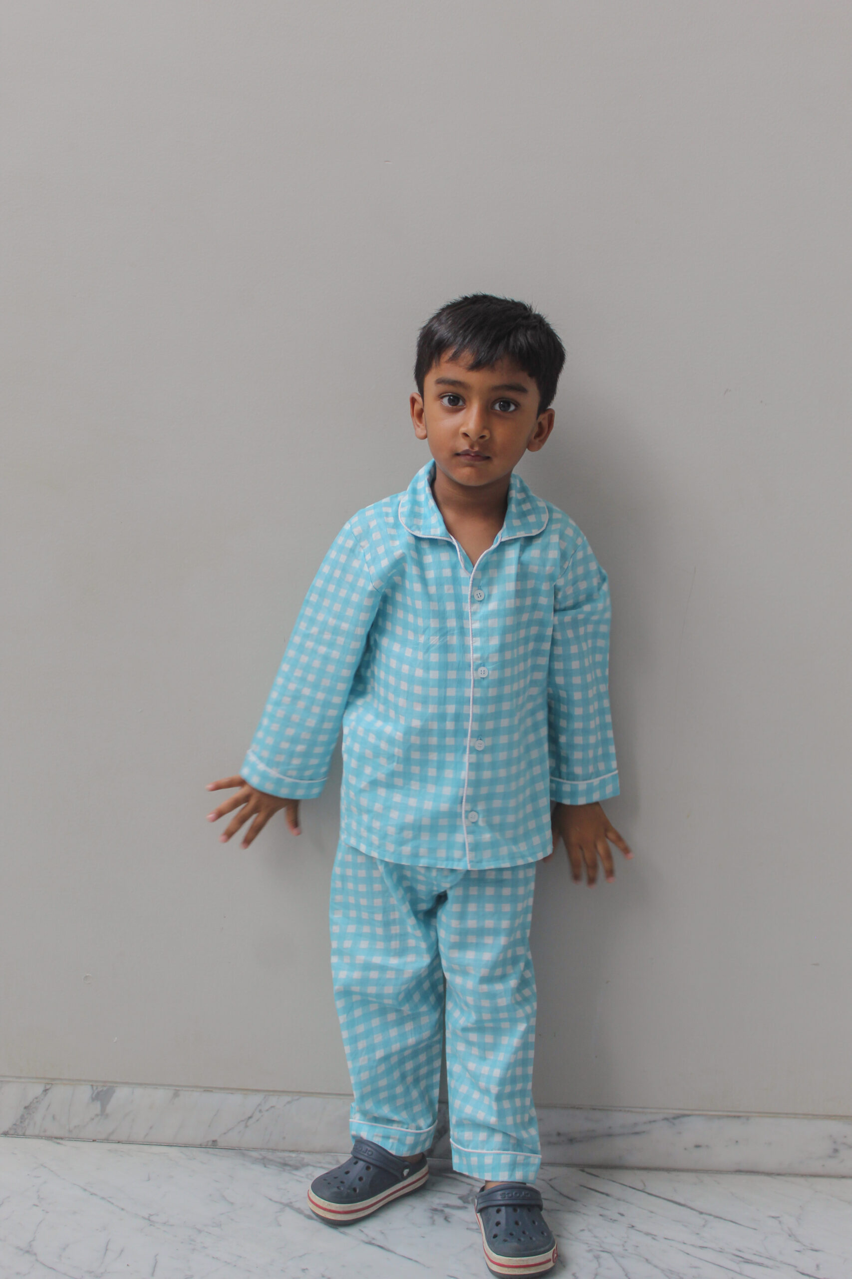 Blue Gingham Nightsuit - Image 3