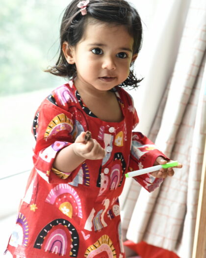 Rainbow Sprinkles Red Nightsuit Set