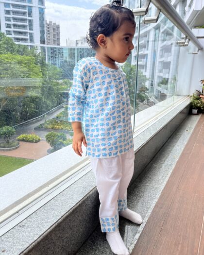 Blue Elephant Nightsuit Set