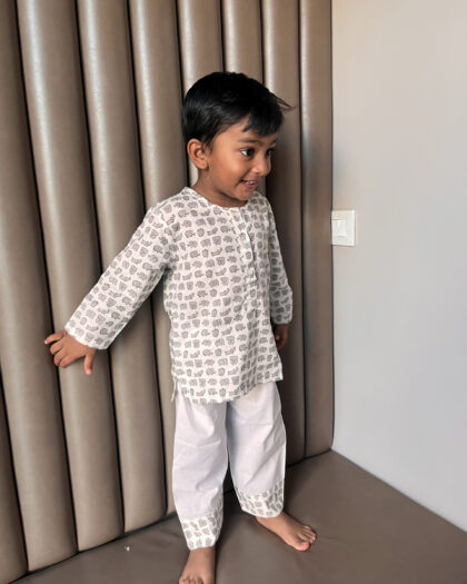 Grey Mini Elephant Nightsuit Set