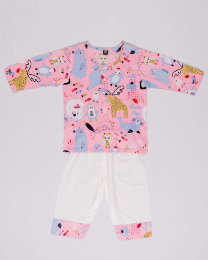 Reindeer Joy Pink Nightsuit Set